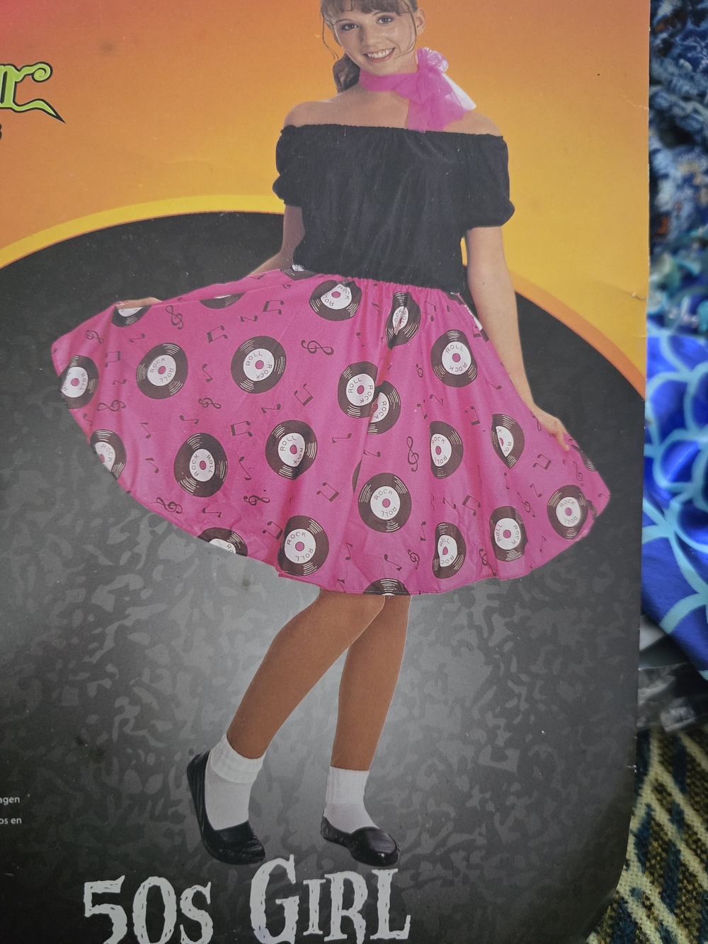 Rubie's Pink 50s Circle Skirt with Vinyl Record Print